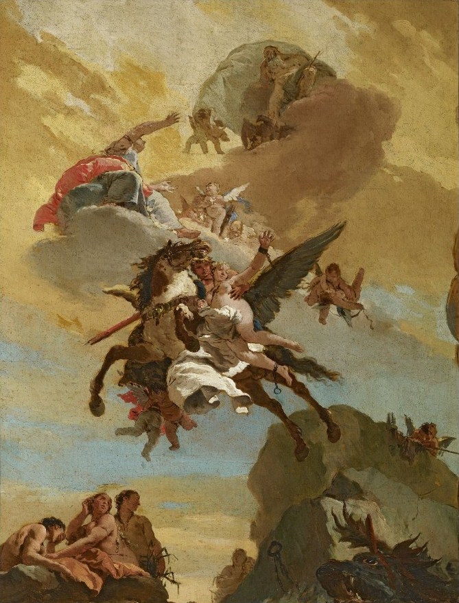 Perseo libera Andromeda in un dipinto di Giovanni Battista Tiepolo a Palazzo Archinto di Milano