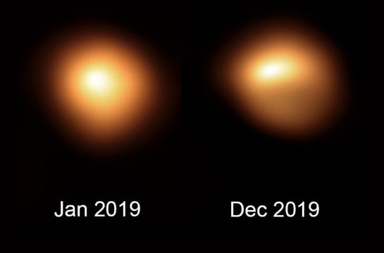 Confronto di luminosità di Betelgeuse. Crediti ESO
